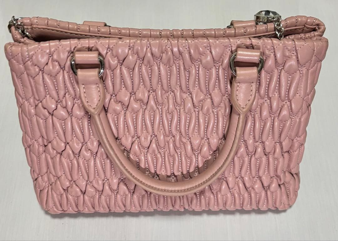 MIUMIU マテラッセ　ナッパクリスタル　ピンク　2way ナッパレザー