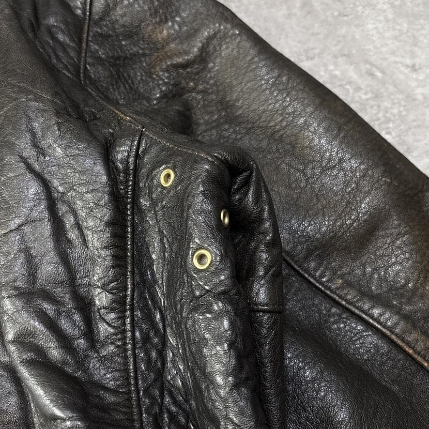 ヴィンテージ 本革 襟付き シングルライダース トラッカー レザージャケット M