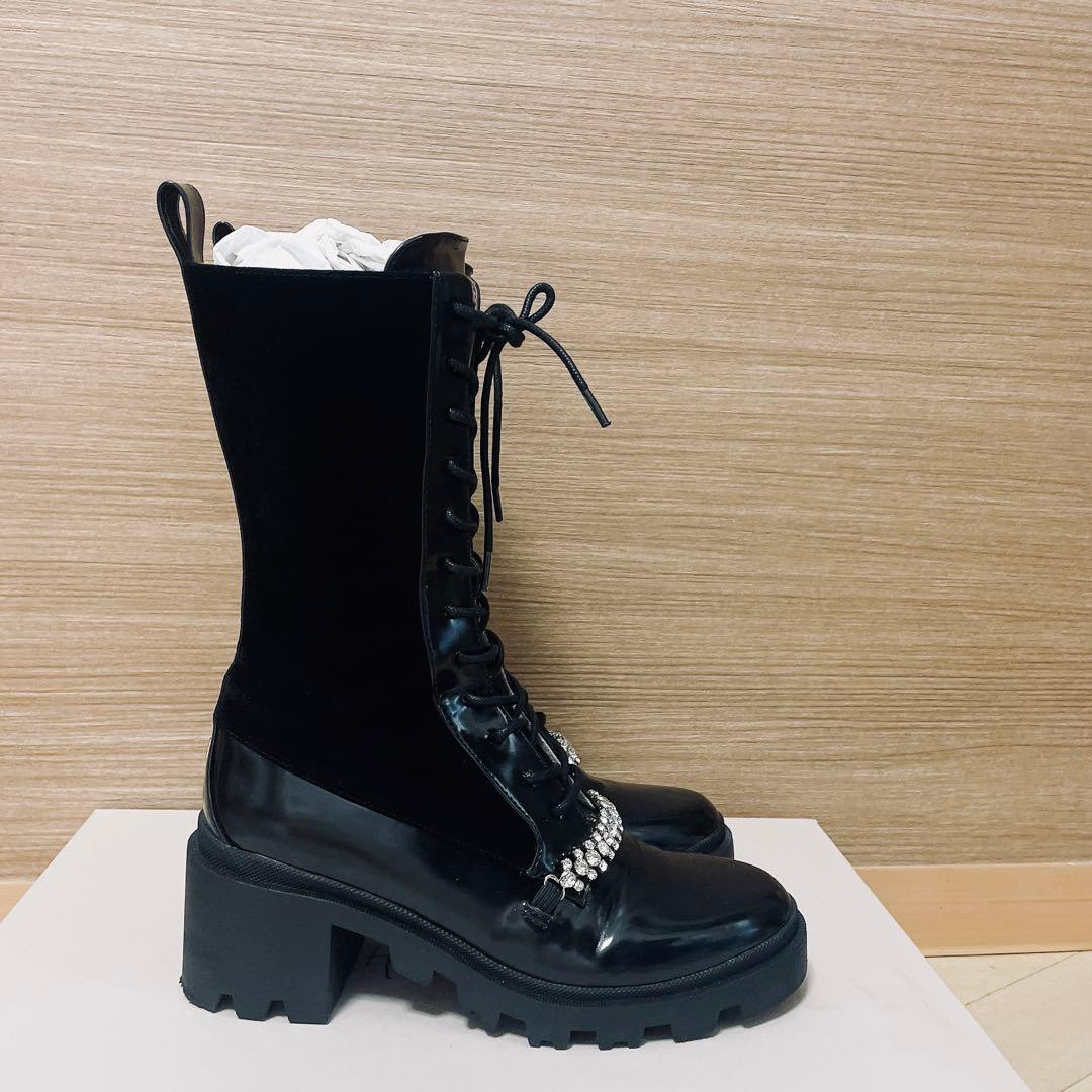 her lip to Crystal Lace-Up Ankle ブーツ