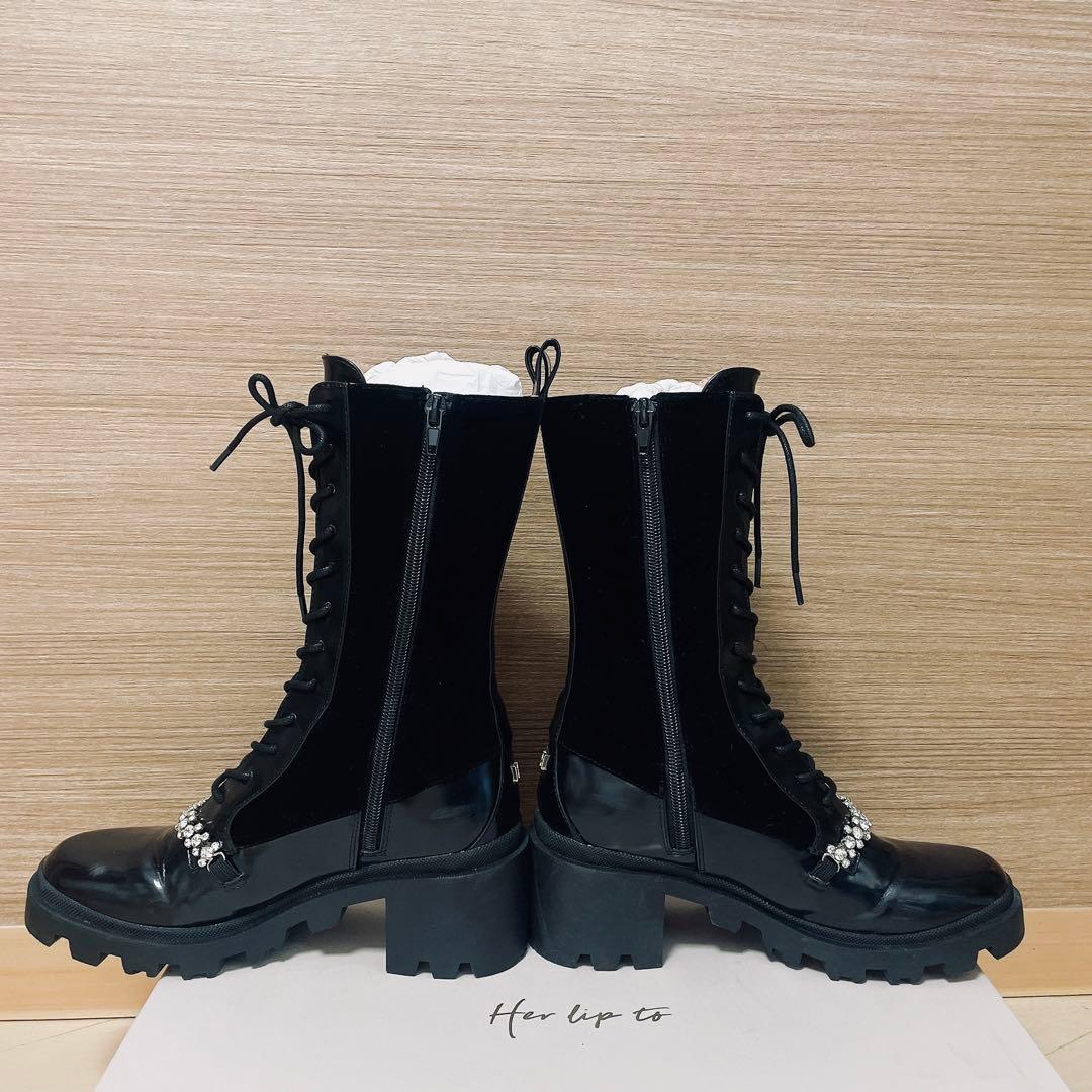 her lip to Crystal Lace-Up Ankle ブーツ
