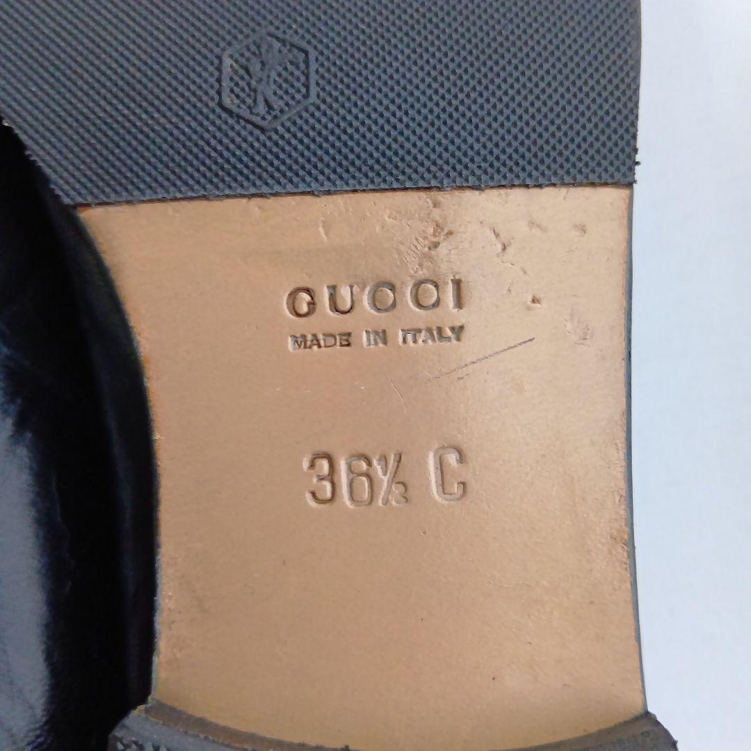 GUCCI ブラックレザー ローファー シルバーホースビット23.5cm