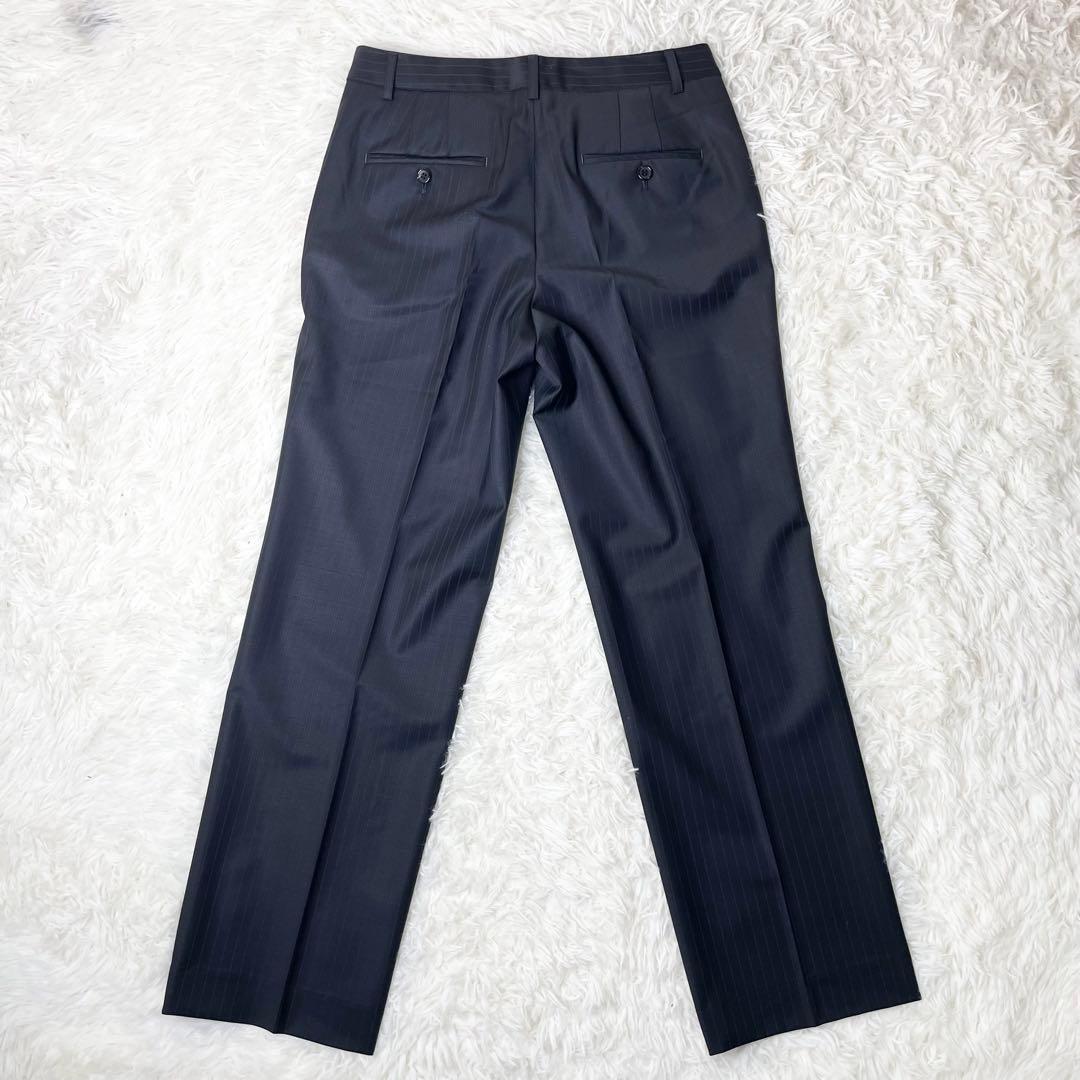 【新品】タグ付き 23区 パンツスーツ 紺ストライプ 上XL下L