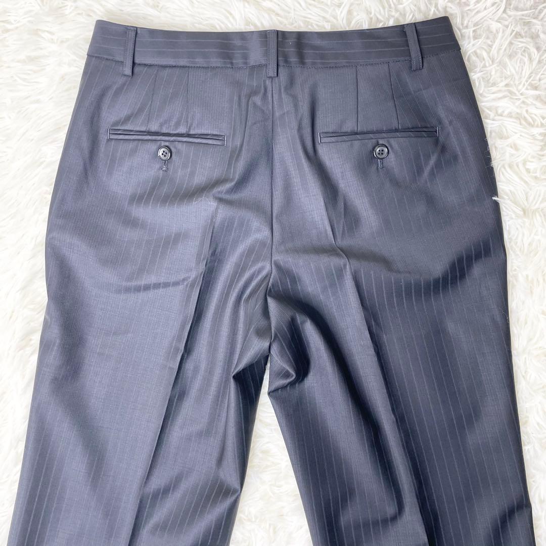 【新品】タグ付き 23区 パンツスーツ 紺ストライプ 上XL下L