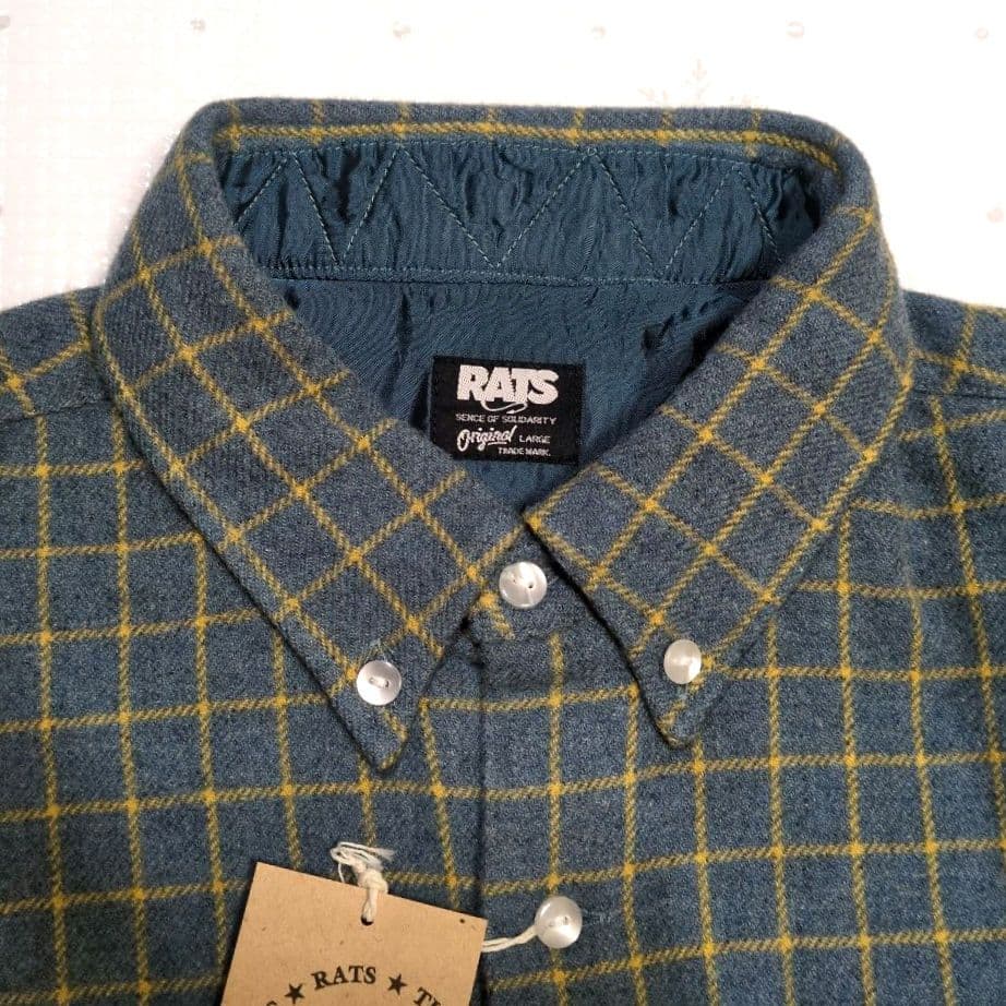 RATS WOOL CHECK BDシャツ BLUE L ラッツ 日本製