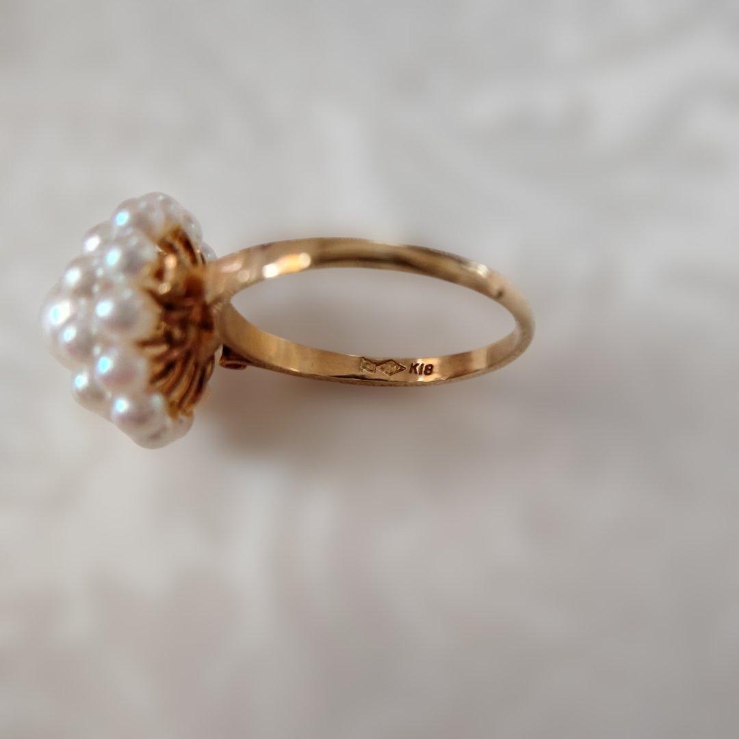 パール装飾のリング K18。