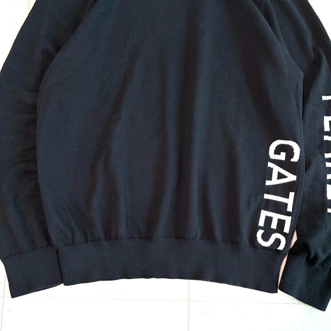 PEARLY GATES タートルネックニット　胸ワッペン ロゴスリーブ 黒 5