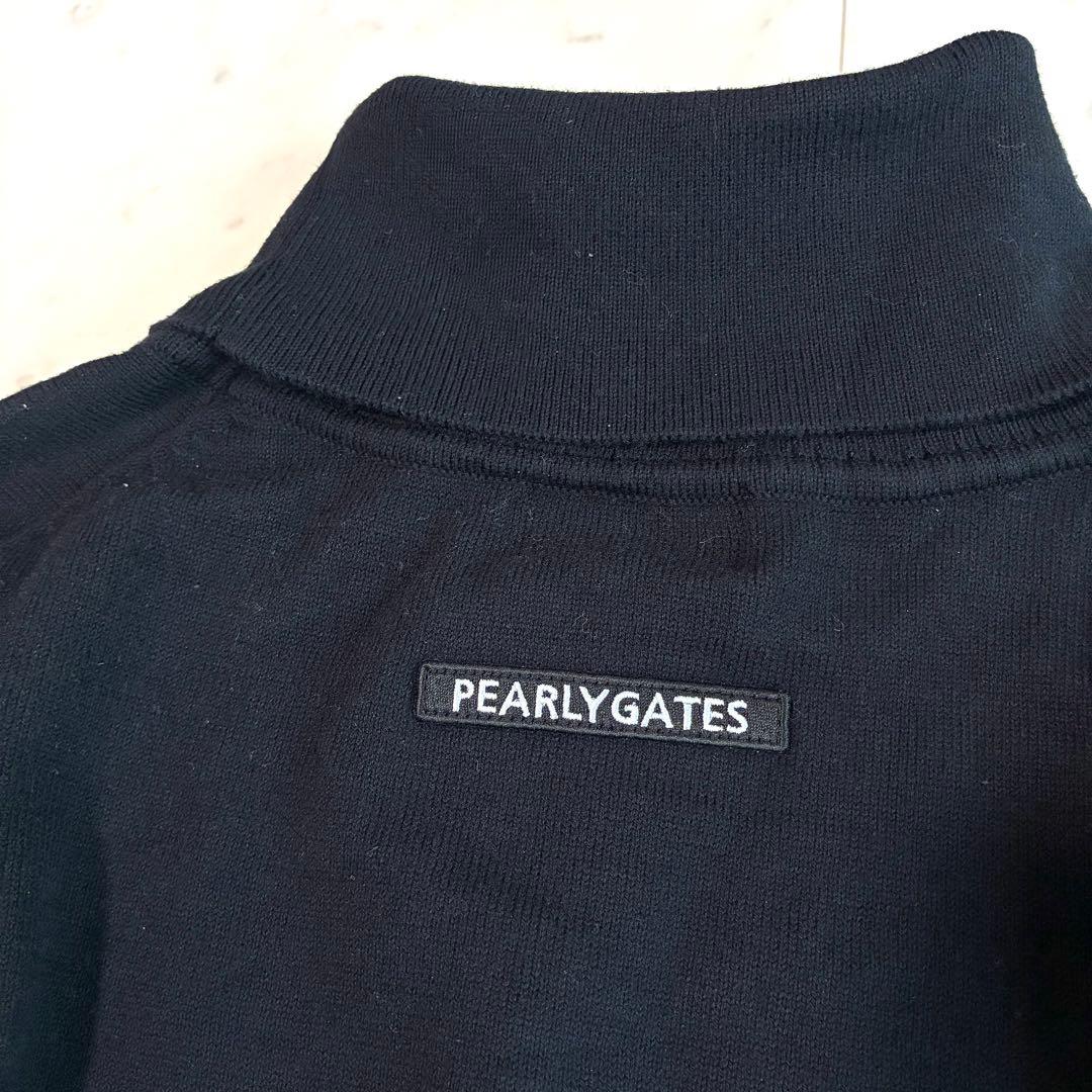 PEARLY GATES タートルネックニット　胸ワッペン ロゴスリーブ 黒 5