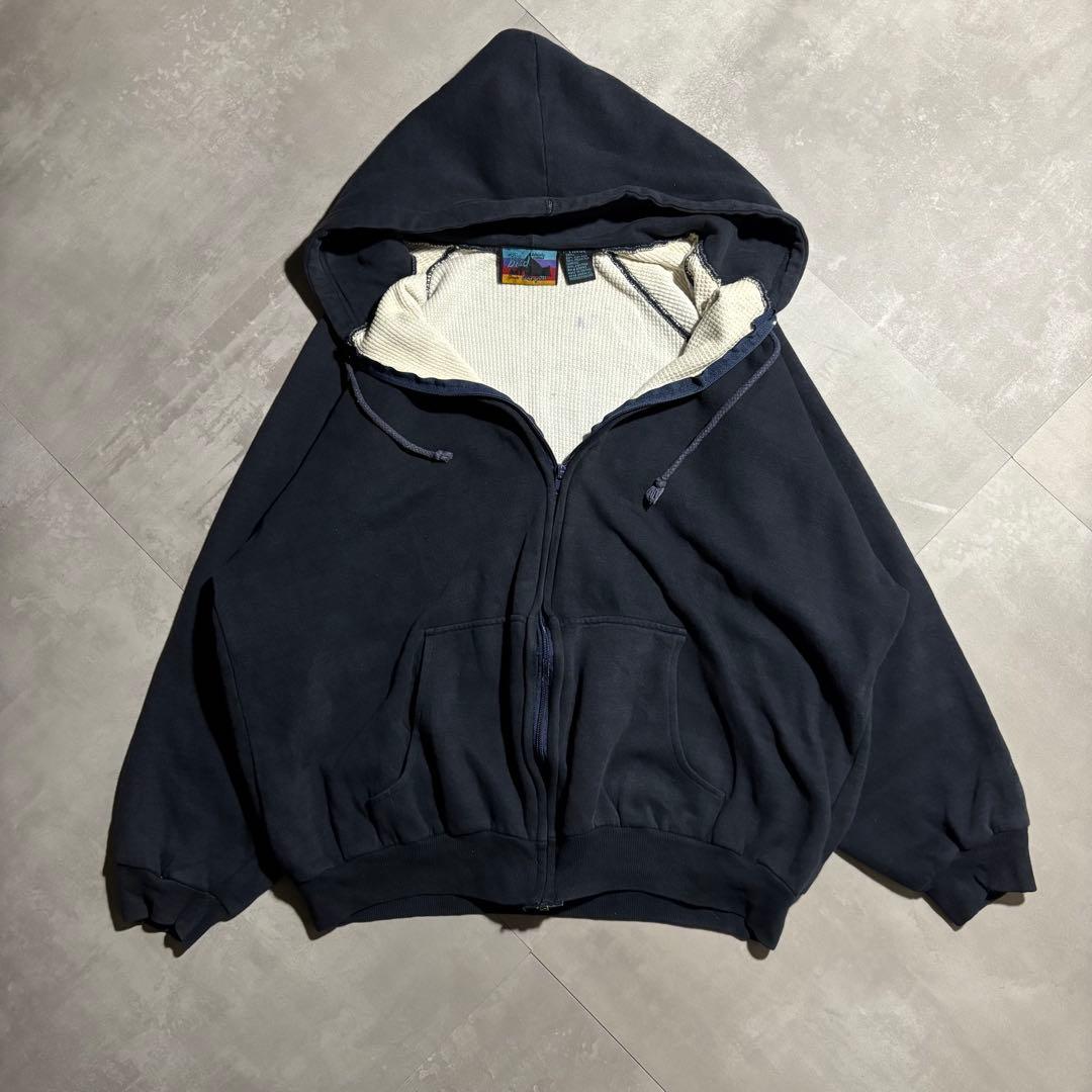 90s - vintage パーカー　ダブルフェイス　裏サーマル　フェード　紺色