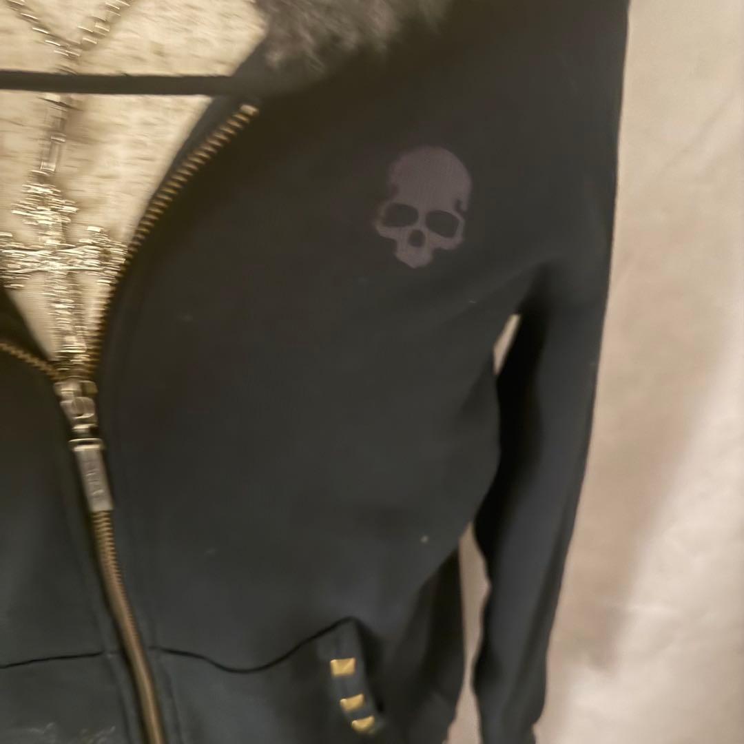 y2k グランジ　ドクロ　スタッズ　ラメ　お兄系　パンク　ファーパーカー