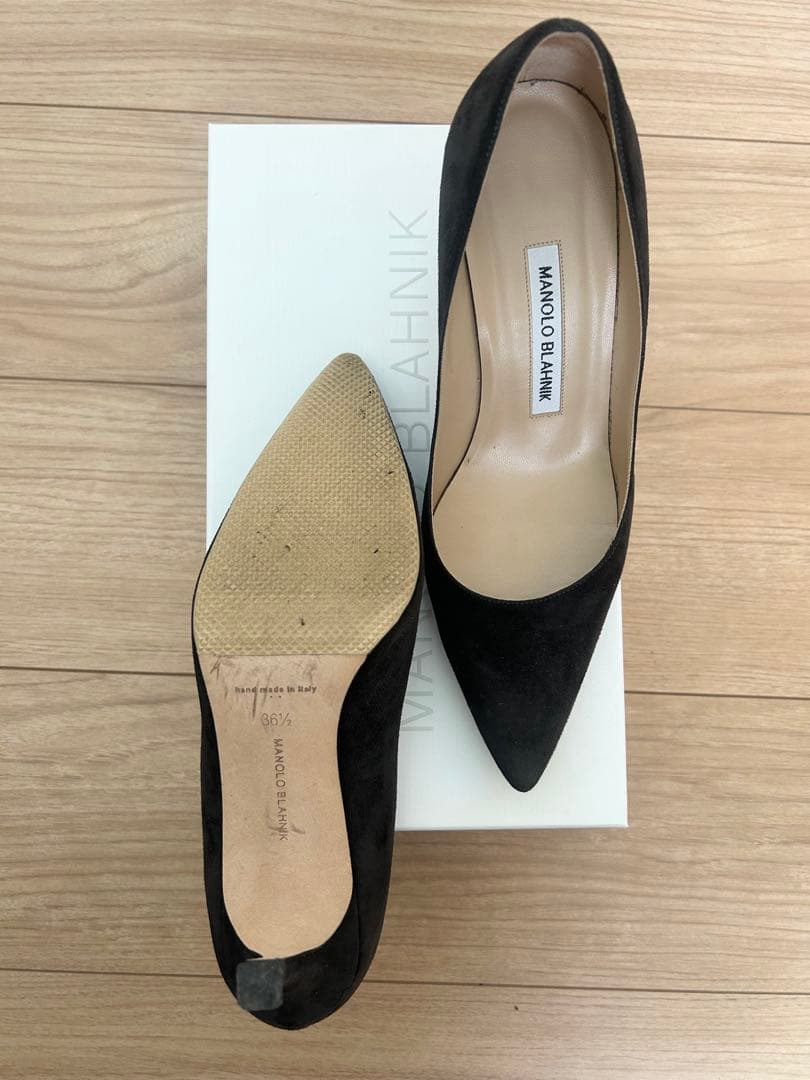 MANOLO BLAHNIK ブラック スエード パンプス 36.5