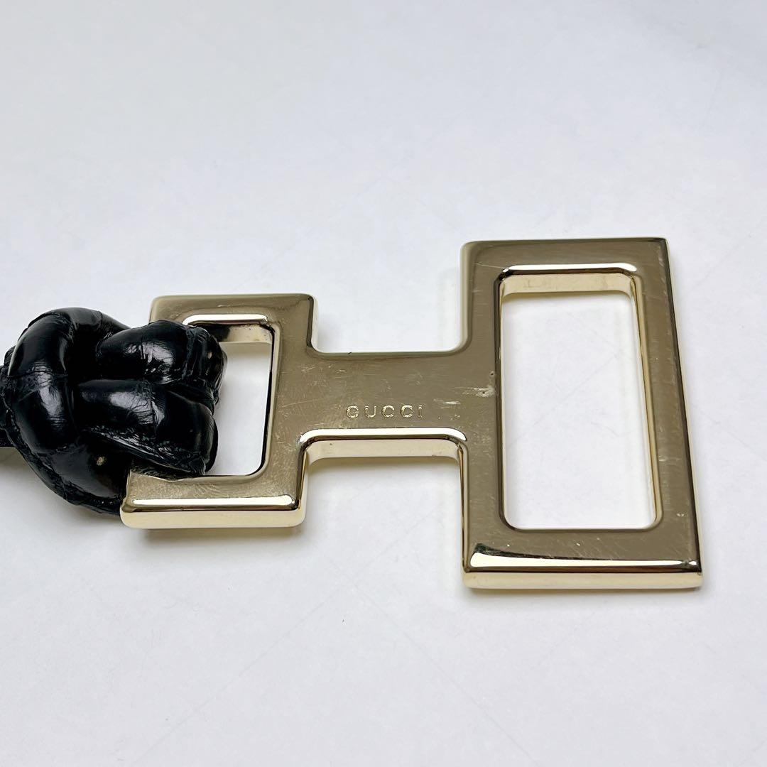 グッチ　ウエストマーク　ロープ　ベルト　ブラック　パイソン