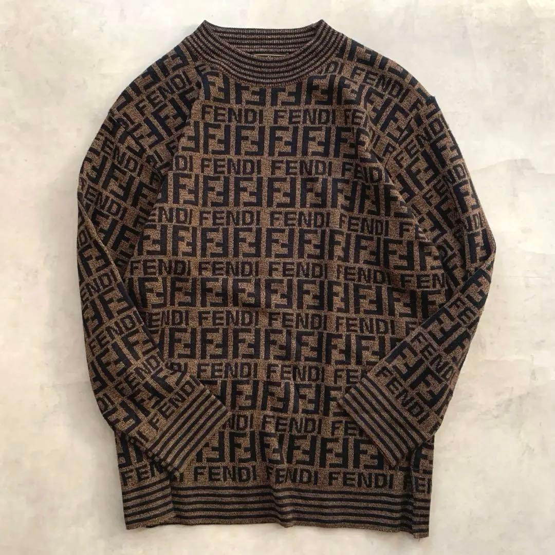 kan様 FENDI Mare 総柄 ズッカ モックネック ニット セーター