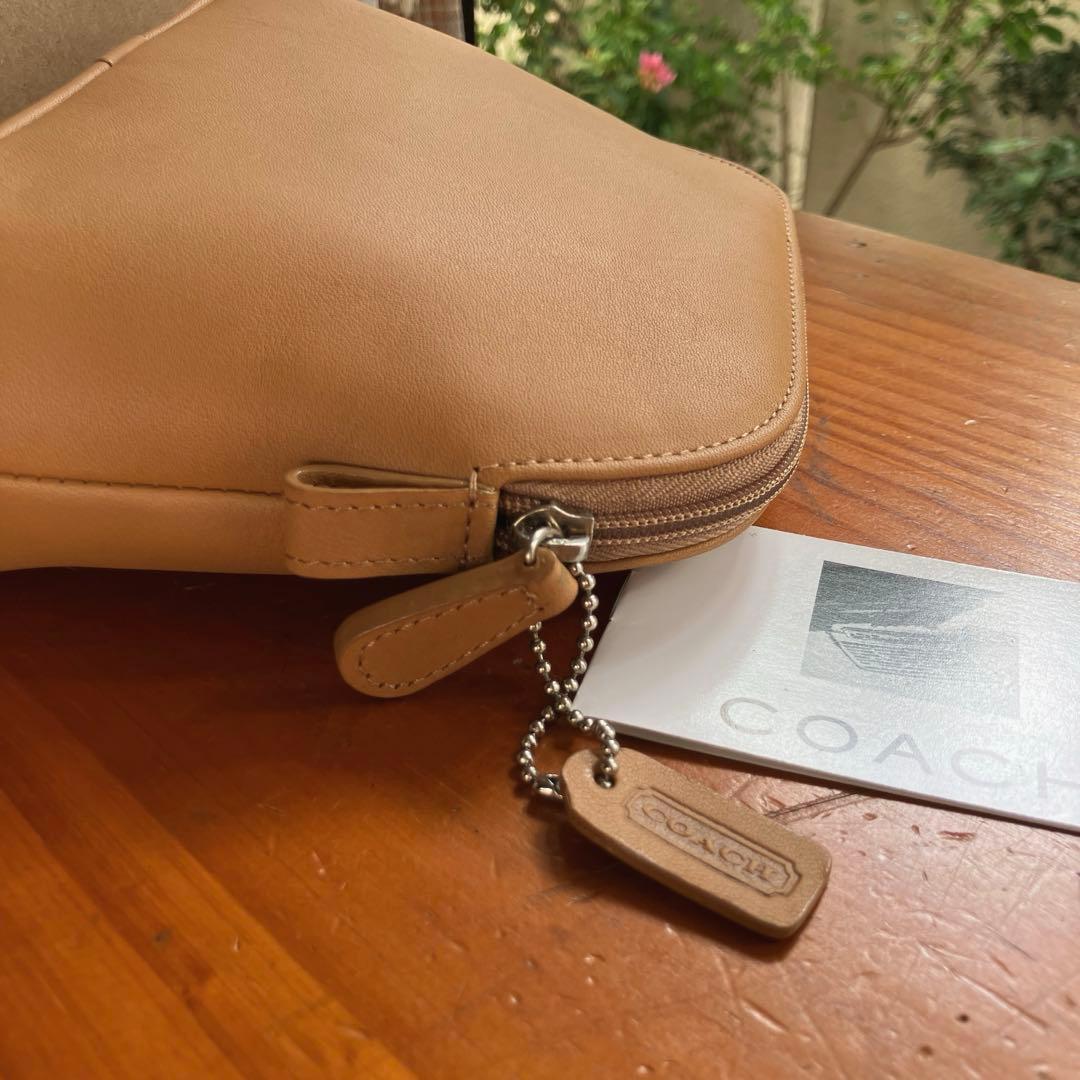 オールドコーチvintageコーチ　キャメルレザー ポーチ