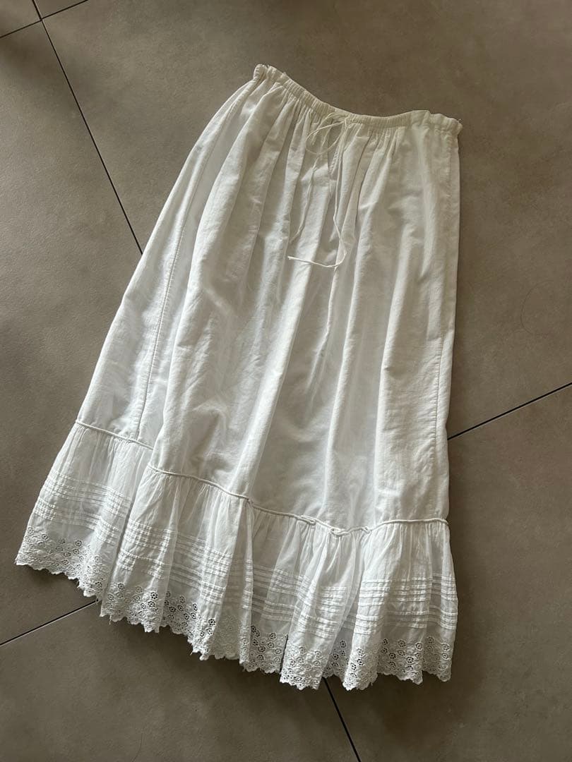ヨーロッパ フランス ヴィンテージ レース スカート 白 チャーチ