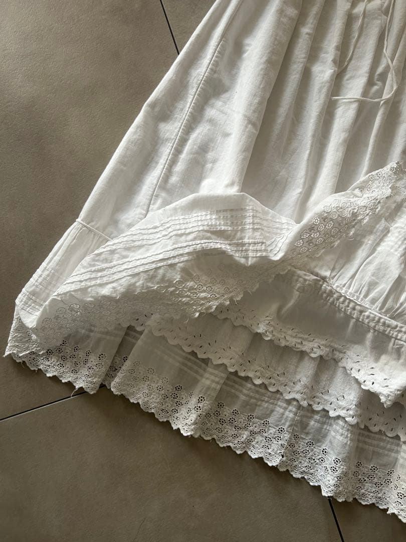 ヨーロッパ フランス ヴィンテージ レース スカート 白 チャーチ