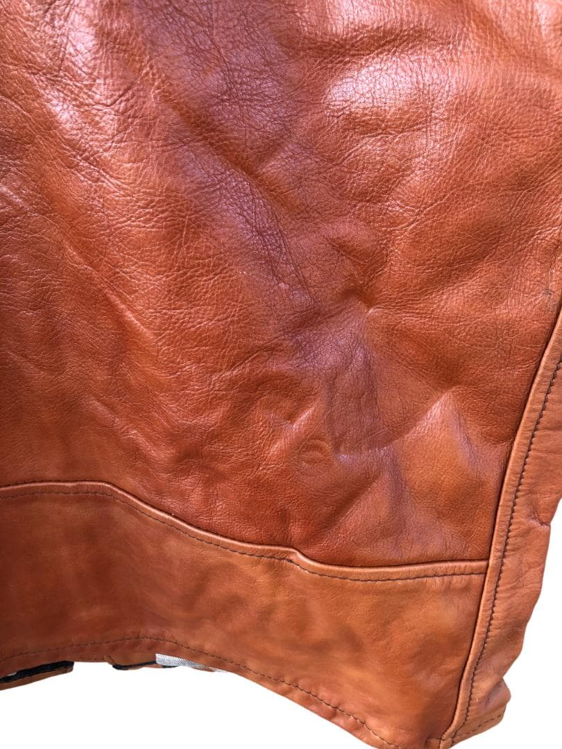 [訳あり] 新品 Schott シングルライダースレザージャケット ブラウン/L