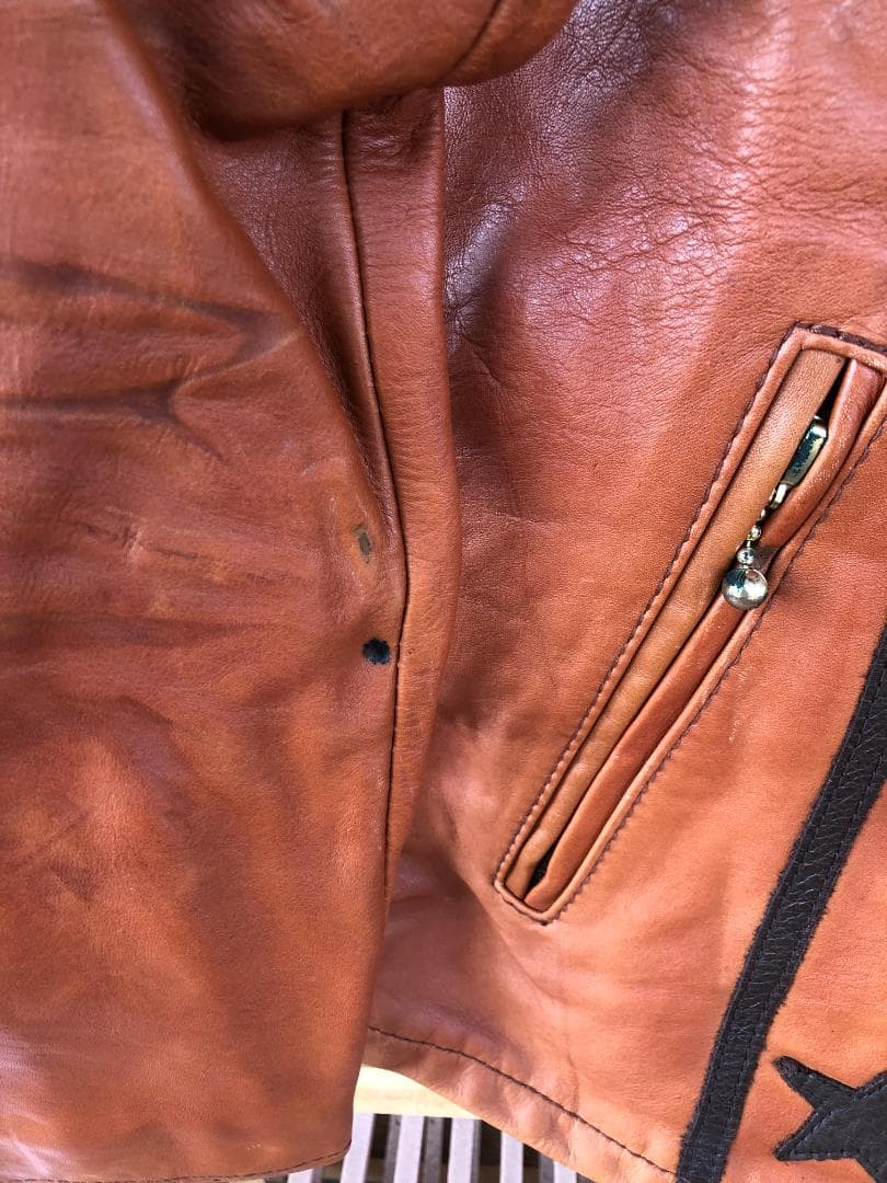 [訳あり] 新品 Schott シングルライダースレザージャケット ブラウン/L