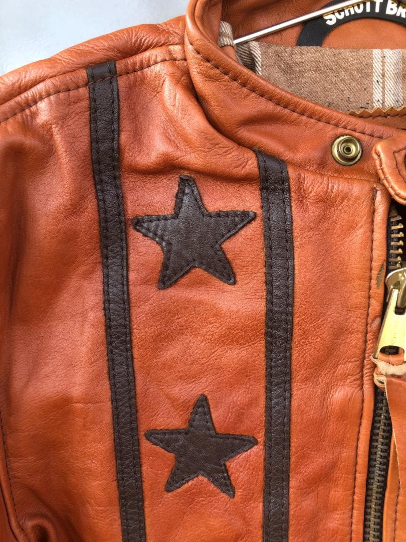 [訳あり] 新品 Schott シングルライダースレザージャケット ブラウン/L