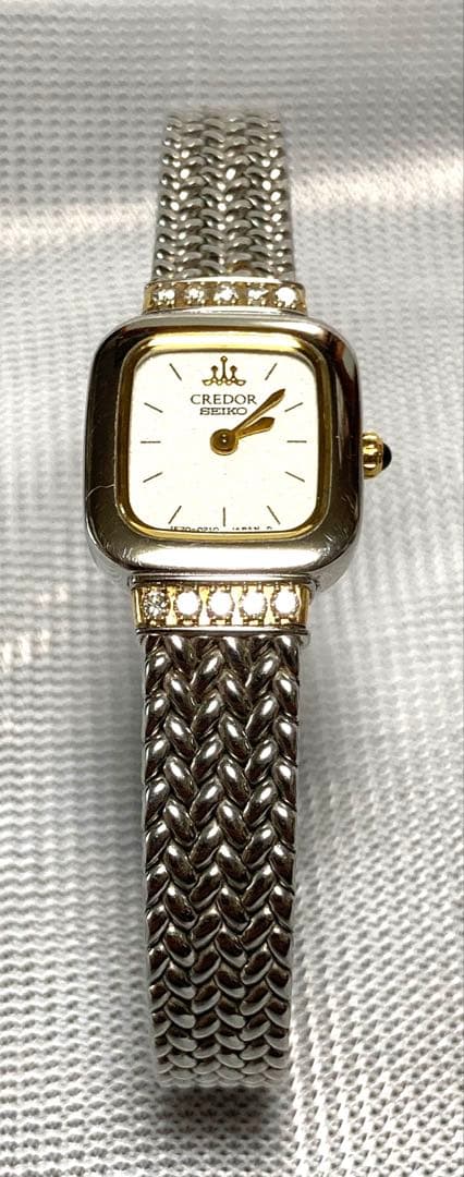 セイコー クレドール レディース腕時計18KT.SS 10Pダイヤ【稼働品】