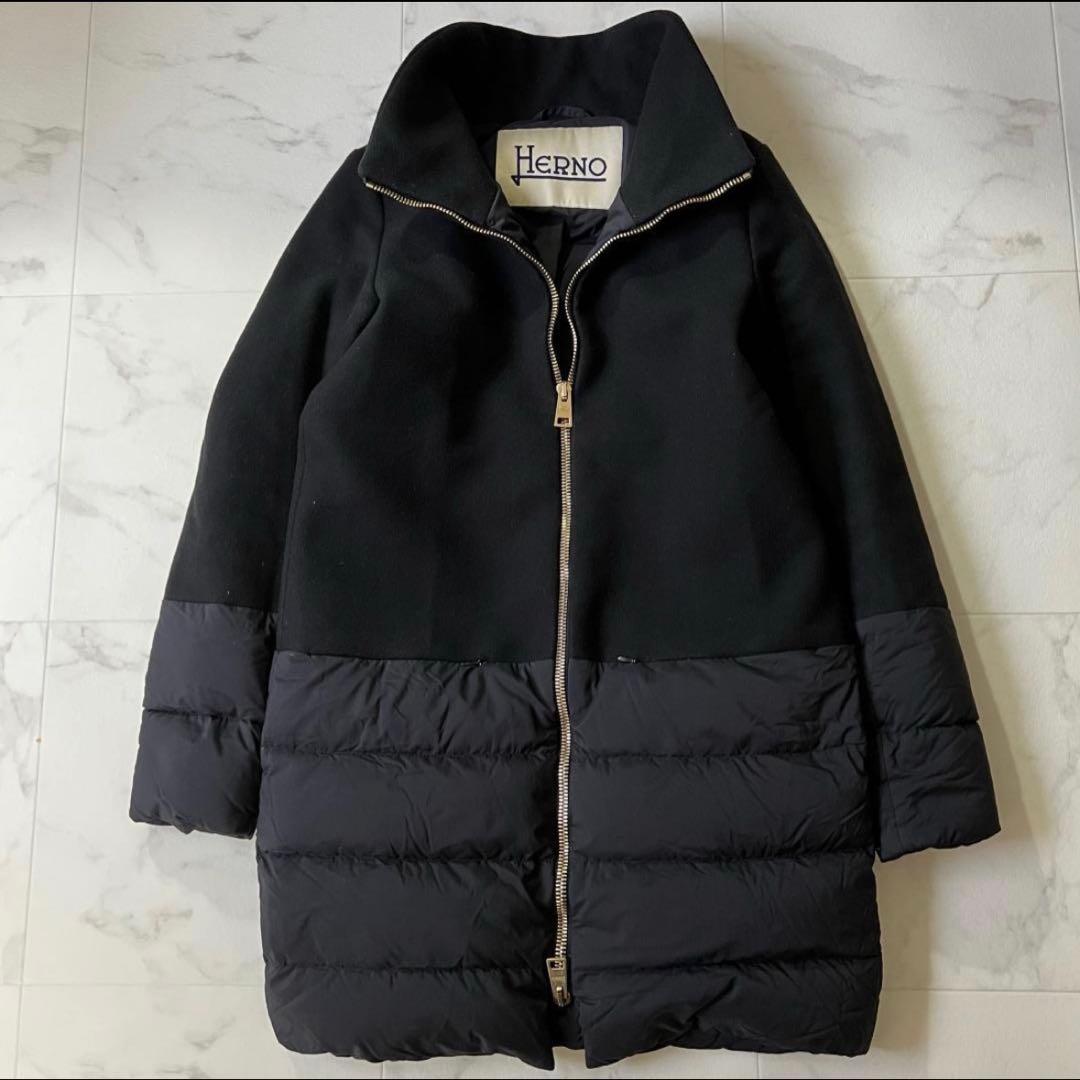 最終値下げ‼️ヘルノ HERNO 異素材切替 スタンドカラー ダウンコート