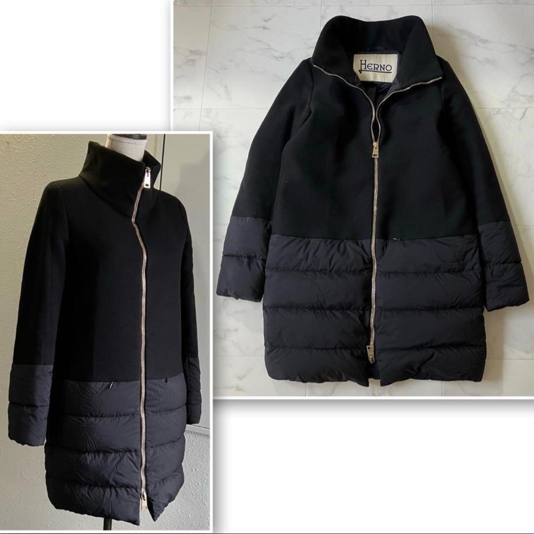 最終値下げ‼️ヘルノ HERNO 異素材切替 スタンドカラー ダウンコート