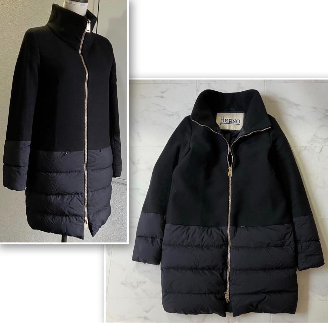 最終値下げ‼️ヘルノ HERNO 異素材切替 スタンドカラー ダウンコート