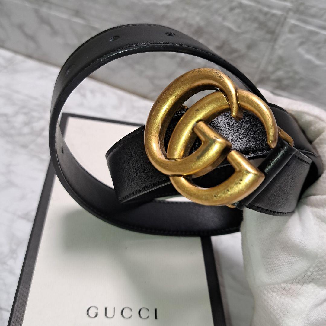 ✨️新品未使用✨️GUCCI グッチ　GGゴールドバックル　レザーベルトブラック