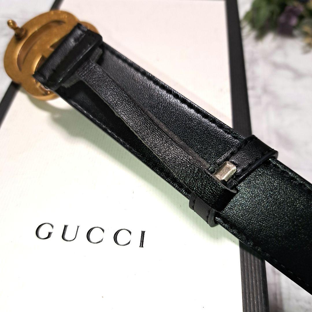 ✨️新品未使用✨️GUCCI グッチ　GGゴールドバックル　レザーベルトブラック
