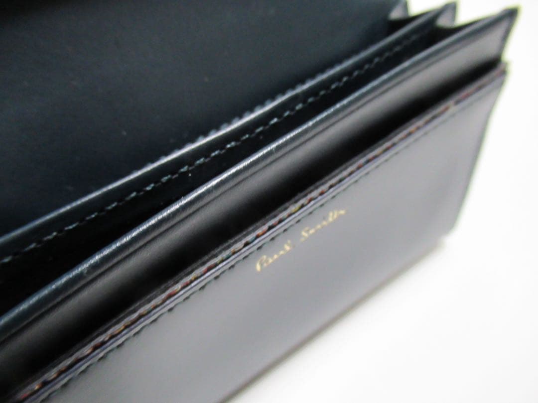 ポールスミス 新品！マーケトリーストライプラビット牛革名刺入れ カードケース 紺