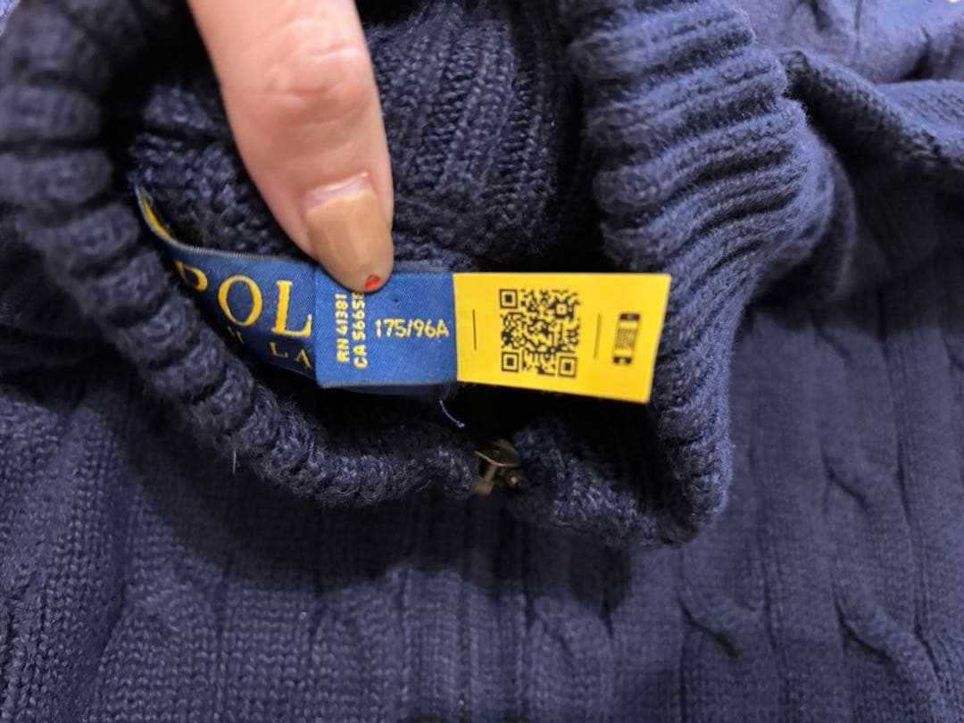 【試着のみ】ポロラルフローレン ケーブルニット コットン フルジップ セーター