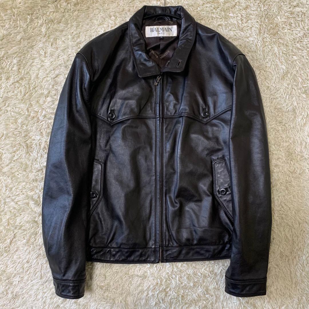 BALMAIN バルマン 羊革 レザージャケット 2L XL ダークブラウン