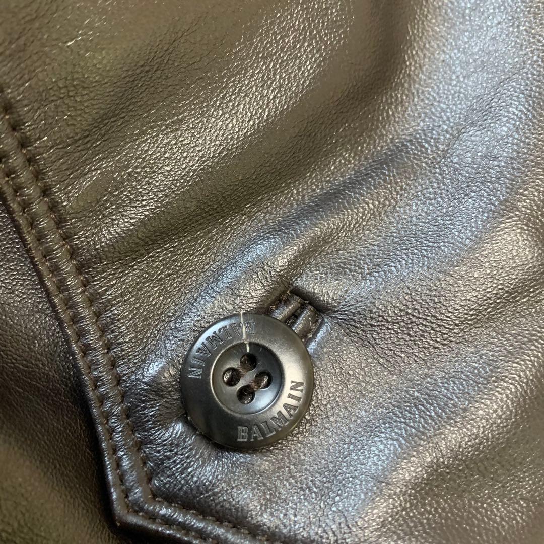 BALMAIN バルマン 羊革 レザージャケット 2L XL ダークブラウン