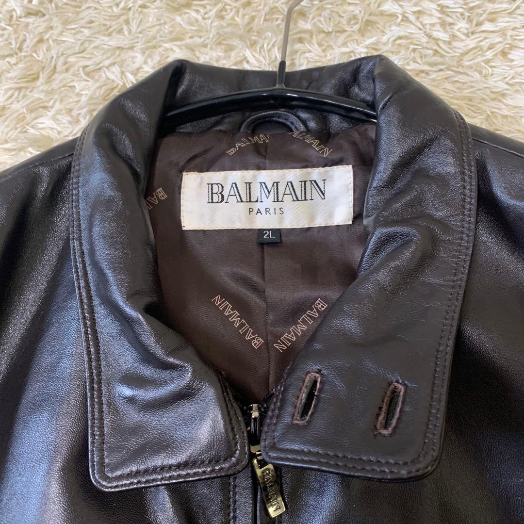 BALMAIN バルマン 羊革 レザージャケット 2L XL ダークブラウン