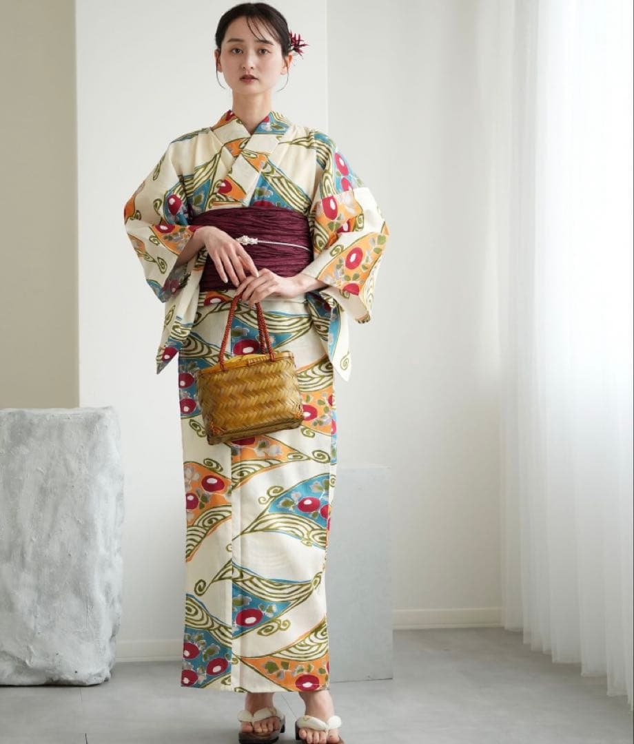 【utatane】浴衣+帯+下駄セット　新品未使用品ニコアンティーク