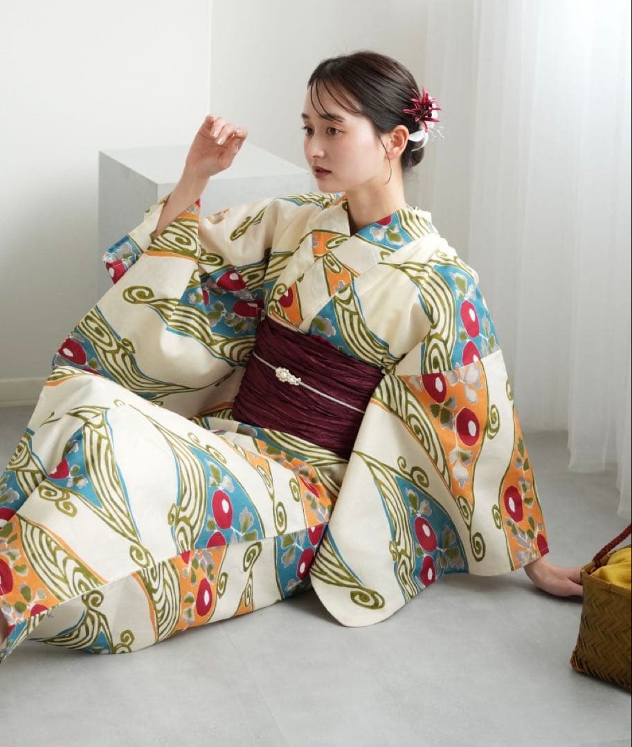 【utatane】浴衣+帯+下駄セット　新品未使用品ニコアンティーク