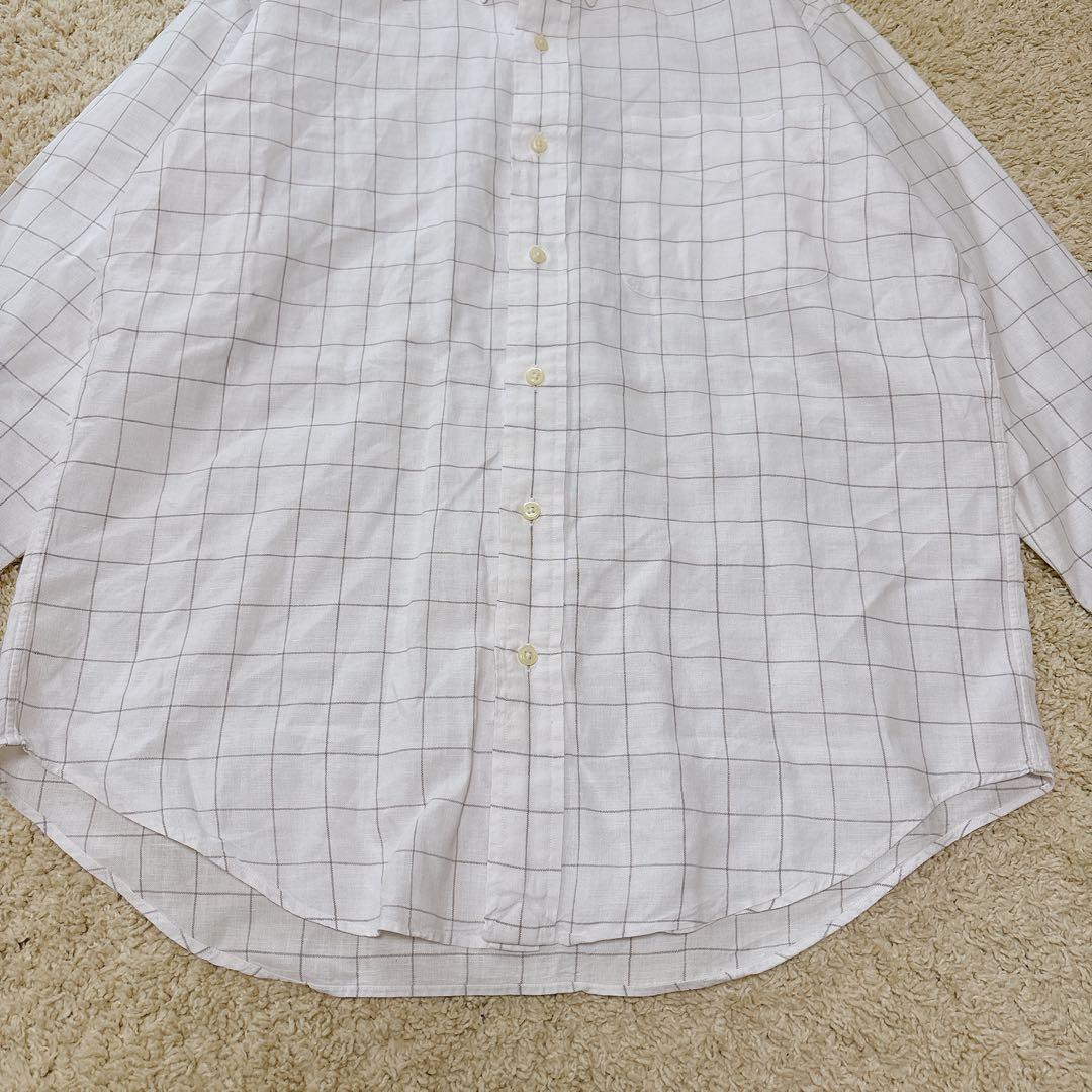 ラルフローレン 90s ヴィンテージ リネン100長袖シャツ ブレイク チェック