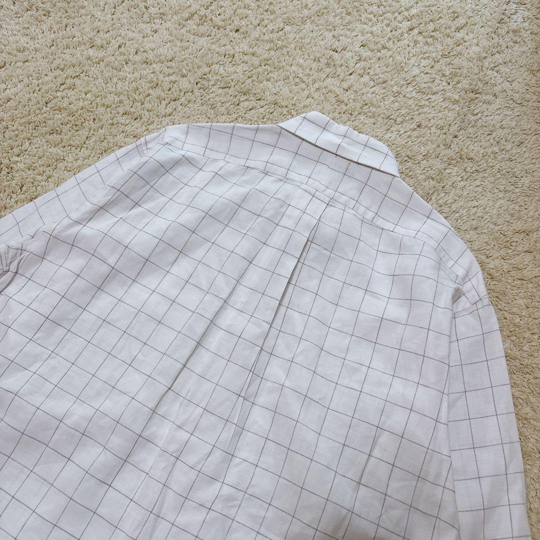 ラルフローレン 90s ヴィンテージ リネン100長袖シャツ ブレイク チェック