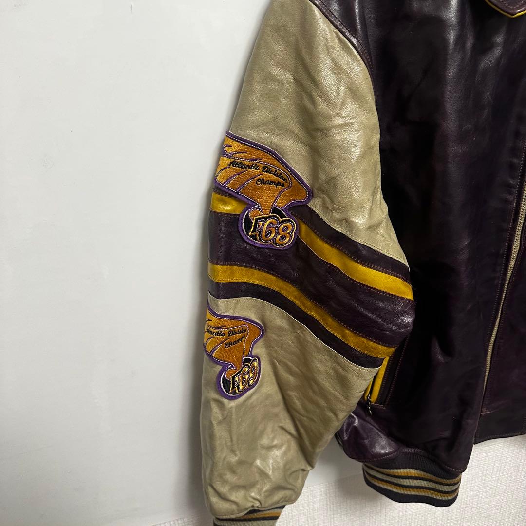 AVIREX FLYERS レザージャケット バスケ 刺繍 スタジャン 刺繍