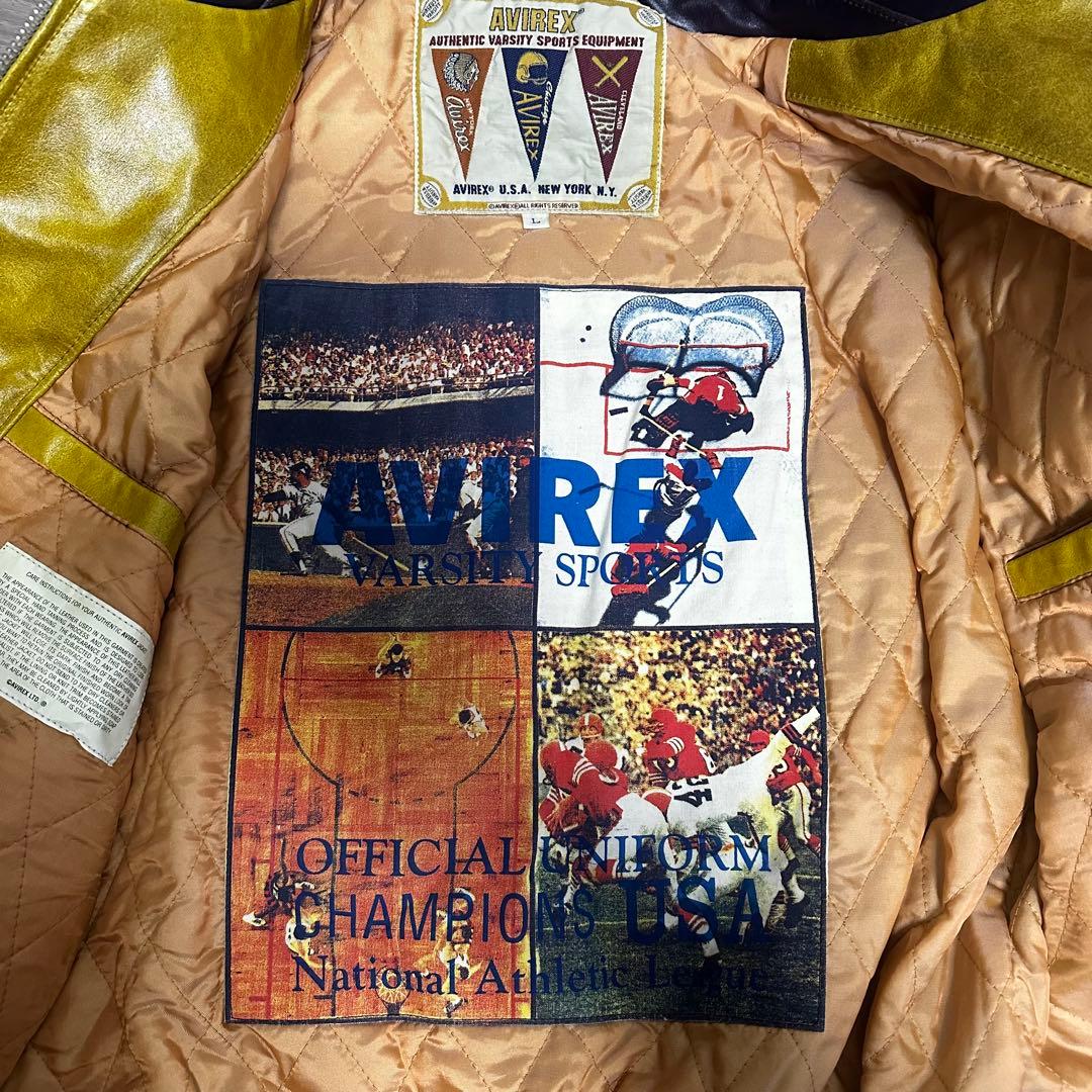 AVIREX FLYERS レザージャケット バスケ 刺繍 スタジャン 刺繍