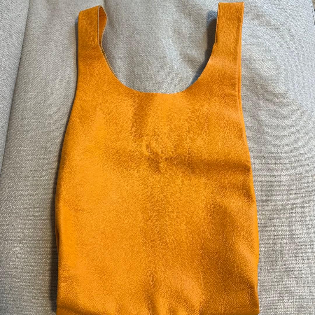 ☆未使用級☆ BAGGU オールレザー　イエロー　エコバッグ