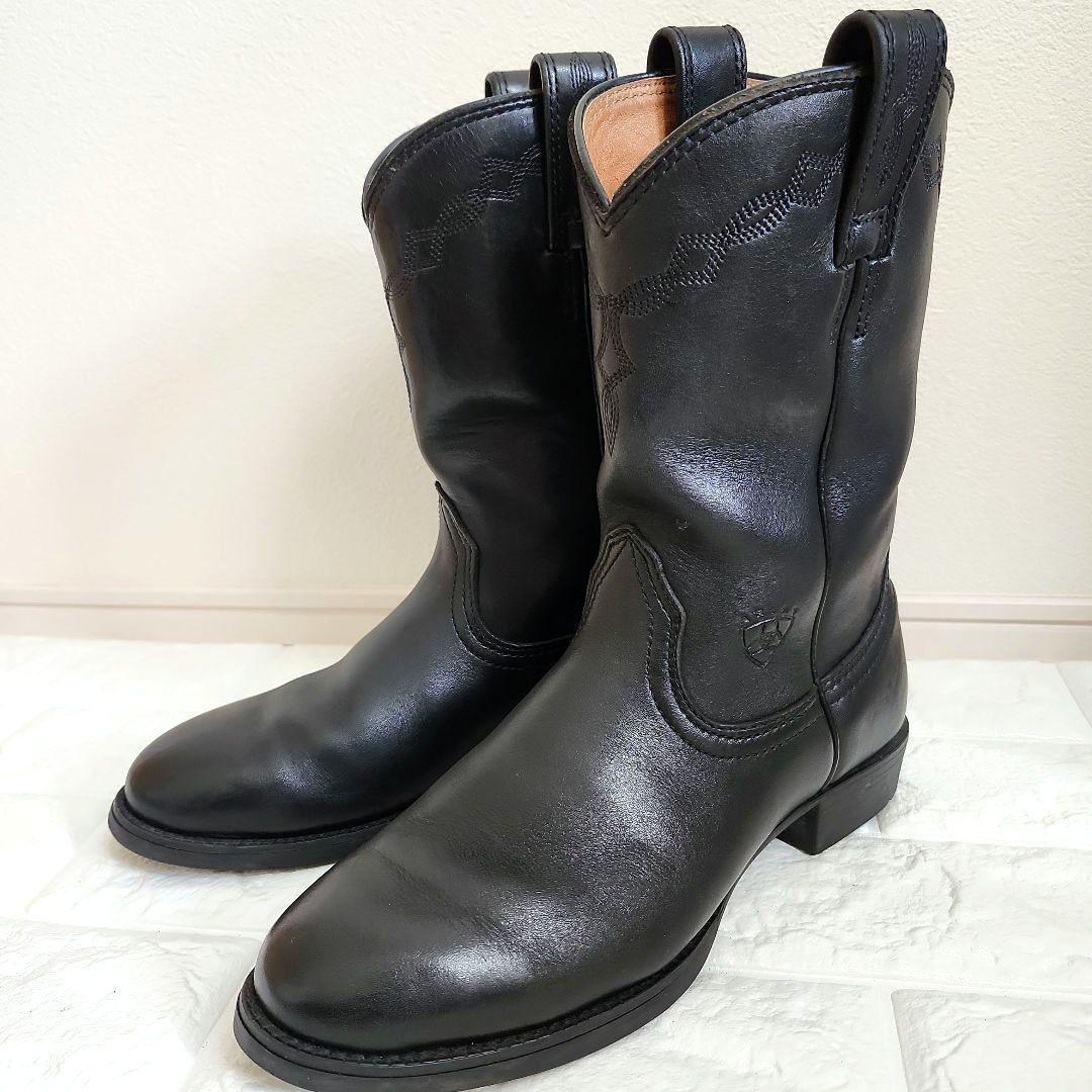 【美品】ARIAT ブラックレザー ウエスタンブーツ　Y2K