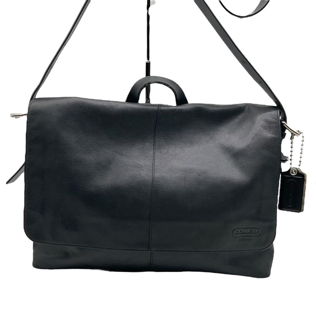 美品 コーチ メッセンジャーバッグ ショルダーバッグ トンプソン スリム 黒