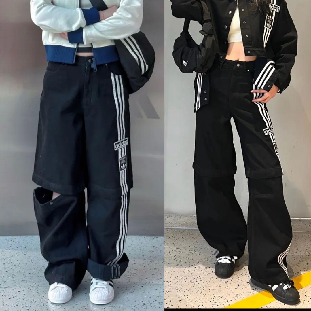 新品28】★当日発送★アディダス アディブレイク 2-IN-1 デニムパンツ 黒