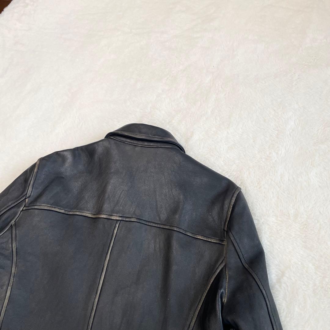 ✨️希少ダメージ加工✨️ナノユニバース　シングルライダース　キルティング　黒