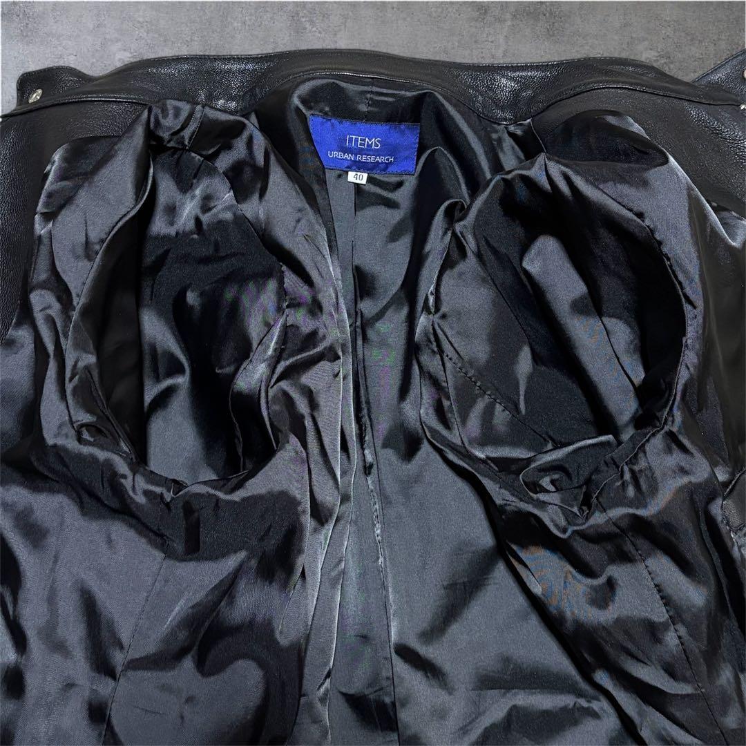 アーバンリサーチ レザージャケット シングルライダース やぎ革 黒 40 L