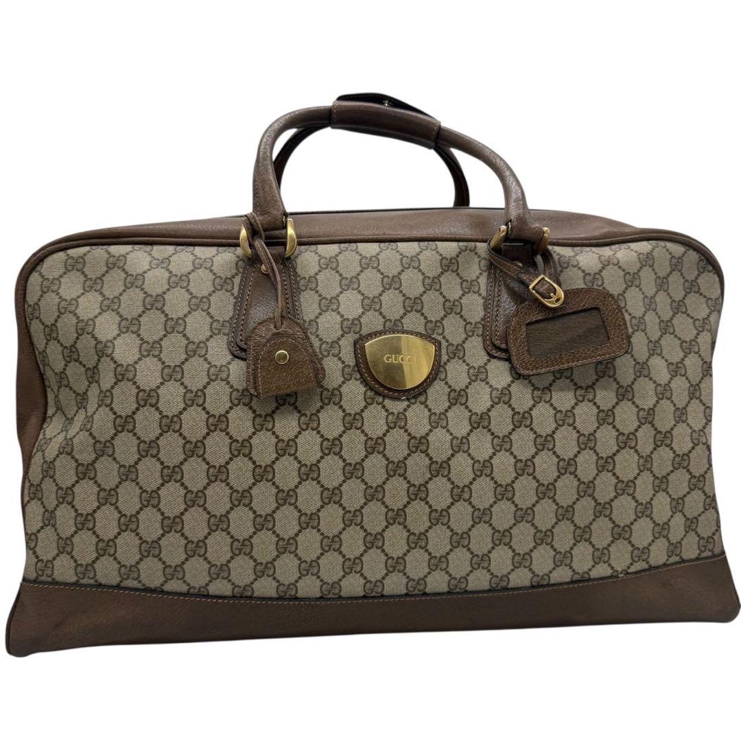 超希少‼️オールドグッチ アクセコ ボストンバッグ GG柄 鍵付 大容量 レザー