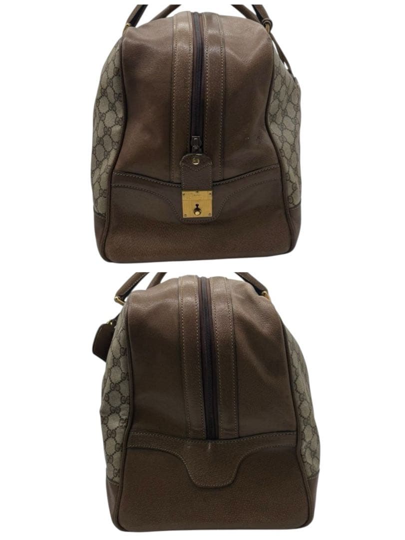 超希少‼️オールドグッチ アクセコ ボストンバッグ GG柄 鍵付 大容量 レザー