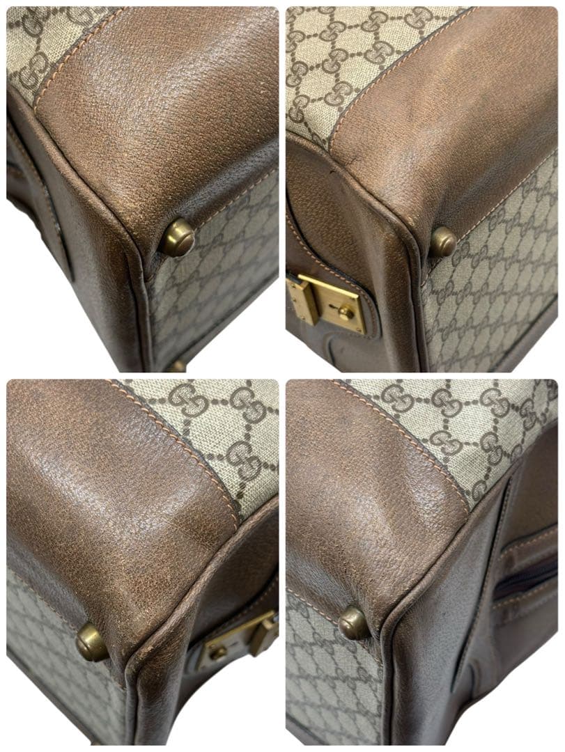 超希少‼️オールドグッチ アクセコ ボストンバッグ GG柄 鍵付 大容量 レザー