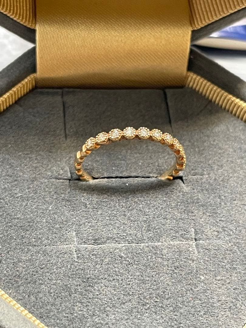 【現行品】agete K10 0.09ct フリルダイヤモンド リング 9号