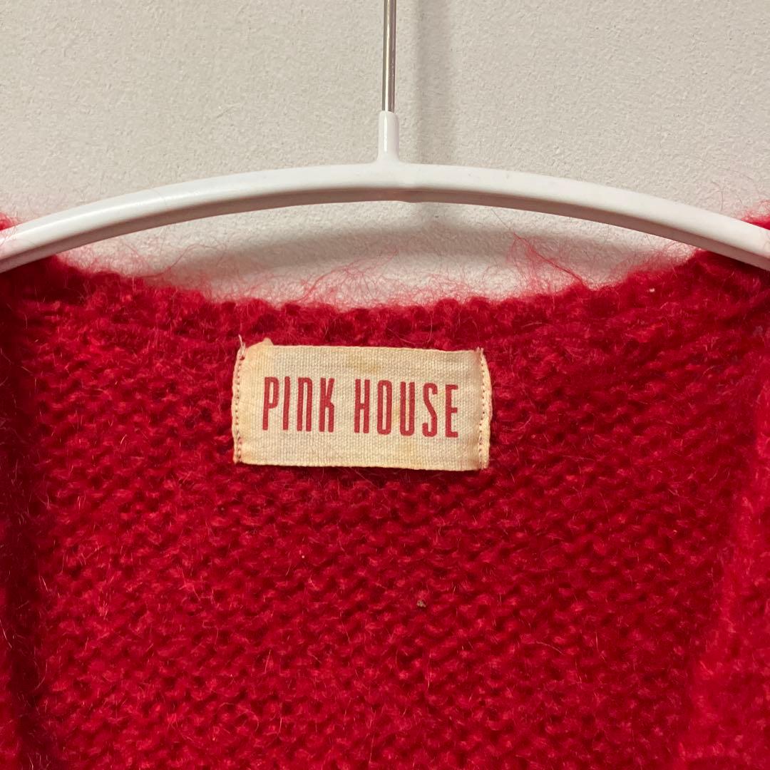 PINK HOUSEヴィンテージアーガイル柄モヘアニットカーディガン